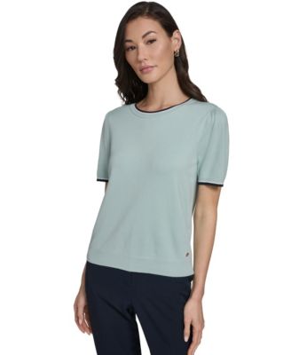 Women's Short-Sleeve Tipped Sweater