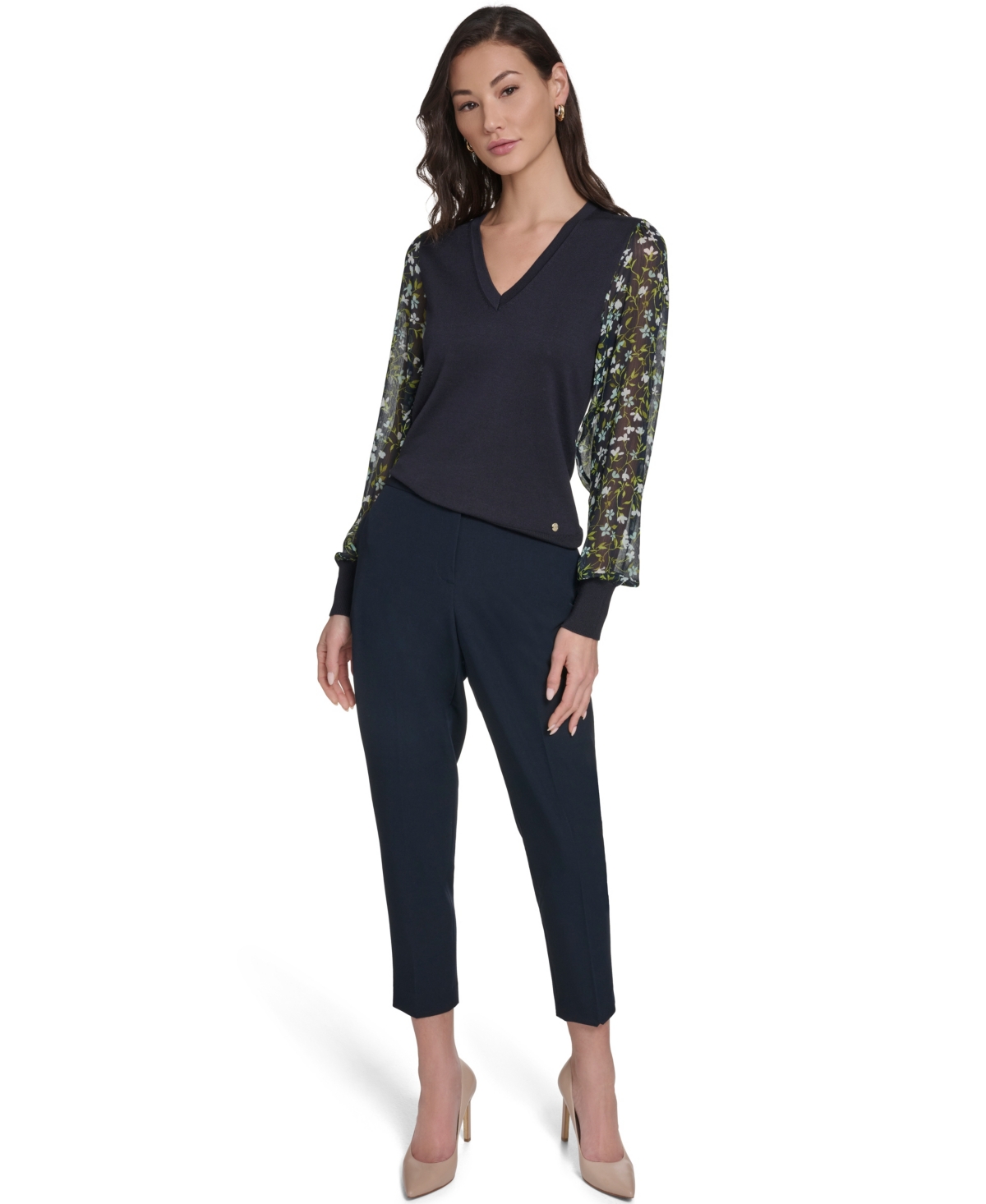 Tommy Hilfiger Women's Mixed Media V-Neck Sweater