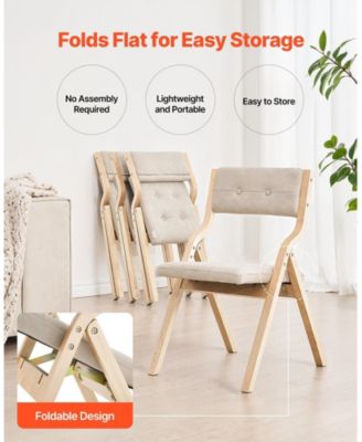 Set of 2 Wooden Folding Chairs with Soft Padded Cushions