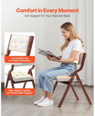 Set of 2 Wooden Folding Chairs with Soft Padded Cushions