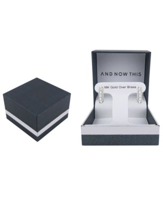 Crystal Pave Silver-Plated Brass Hoop Earrings, Macy's Exclusive