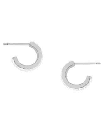 2-Pc. Cubic Zirconia 18k Silver Plated Hoop and Stud Earrings Set, Macy's Exclusive