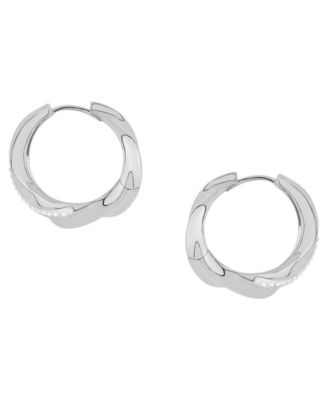 Crystal Twist 18k Silver Plated Brass Hoop Earrings, Macy's Exclusive