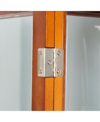 Transitional Display Cabinet with Adjustable Shelves Internal Lighting and Mirrored Back Panel