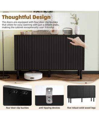 Modern Fluted Door Storage Cabinet with Adjustable Shelves