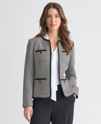 Women's Zig-Zag-Jacquard Collarless Jacket 