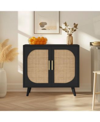 Streamdale Accent Storage Cabinet with 2 Doors, 4 Compartments (Black