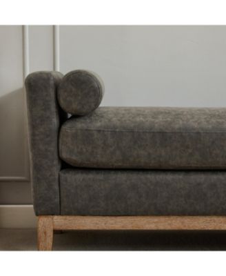 Upholstered Bench/Daybed with Wood Legs & Bolsters - Gray PU
