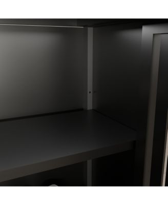 Black Bamboo Storage Cabinet with Shelves