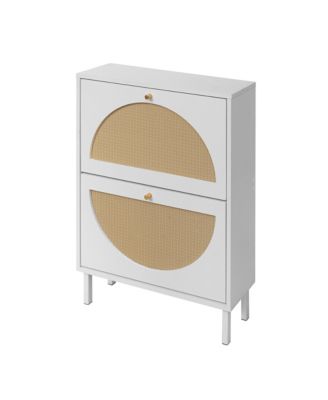 Streamdale 2 Door Shoe Rack, Rattan, Double Layer, Suitable for Living Room, Hallway