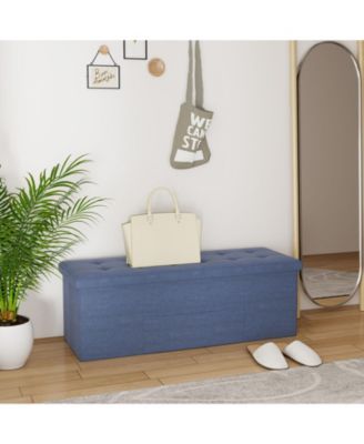 43'' Folding Storage Ottoman Bench w/ Removable Divider & Side Pocket Bedroom