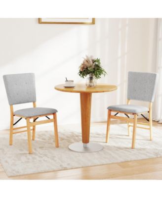 Foldable Dining Chair Set of 4 w/Padded Seat & Tilt Backrest Rubber Wood Legs