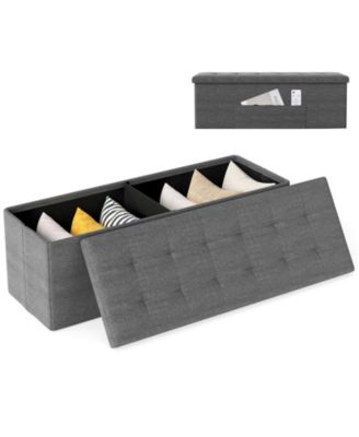 43'' Folding Storage Ottoman Bench w/ Removable Divider and Side Pocket Bedroom