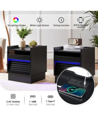 Modern Nightstand Smart Bedside Table with 2 Drawers