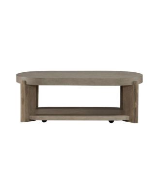 Affinity Oval Cocktail Table with Casters Dusty Taupe Faux Concrete Tops