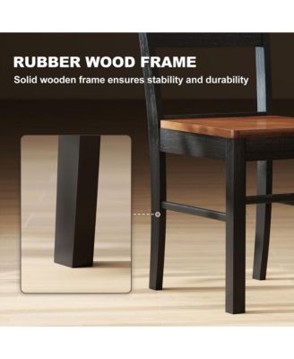 Farmhouse Armless Dining Chairs, Set of 2 with Open Back, Light