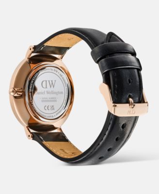 Men's Analog Black Leather Watch, 40mm