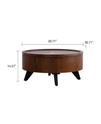 Round Coffee Table with Hidden Storage & Removable Top