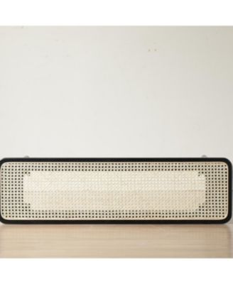 Modern Oak Wood Dining with Rattan Detail Bench