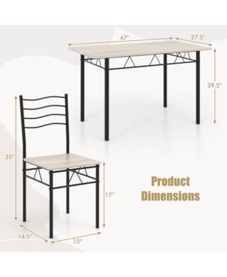 5 Piece Dining Table Set 29.5" with 4 Chairs Wood Metal Kitchen Breakfast Furniture