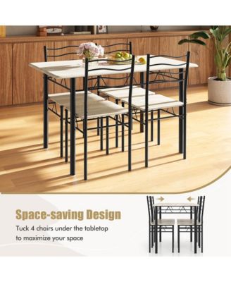 5 Piece Dining Table Set 29.5" with 4 Chairs Wood Metal Kitchen Breakfast Furniture