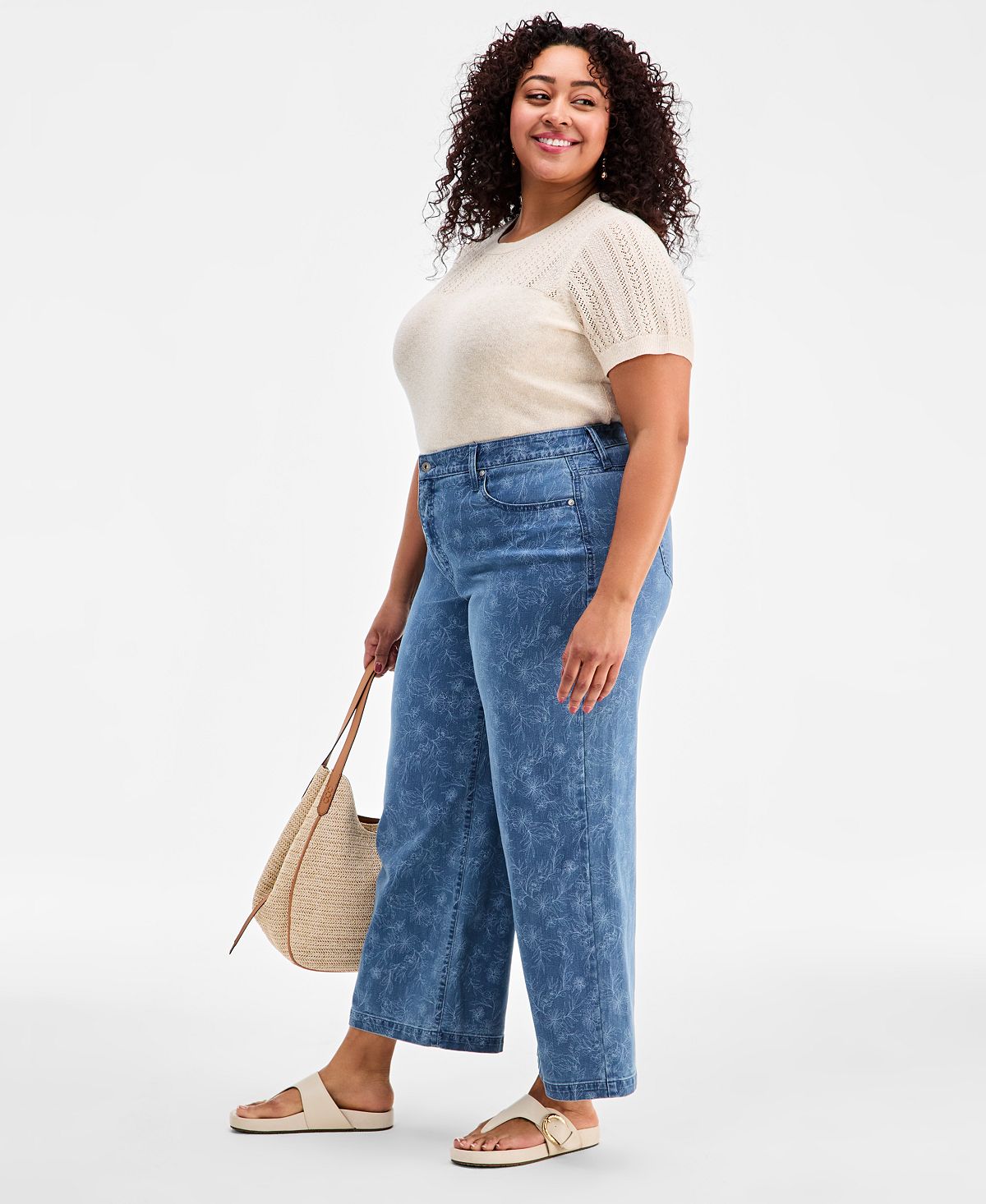 Style & Co Plus Size Printed High-Rise Wide-Leg Jeans, Macy's Exclusive view 2 — MAYCSS fashion products