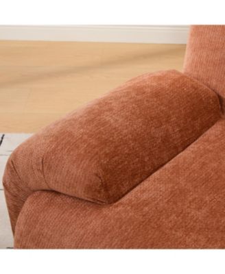 Orange Chenille Oversized Accent Reading Lounge Chair with Deep Seats