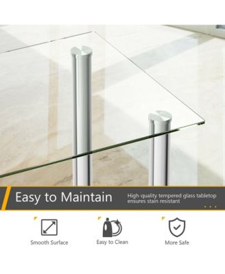 5 Piece Dining Set Table 29.6'' and 4 Chairs Glass Metal Kitchen Breakfast Furniture