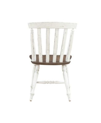 Al Fresco Slat Back Side Chair for Dining Room - Set of 2 -Graphite & Whitestone