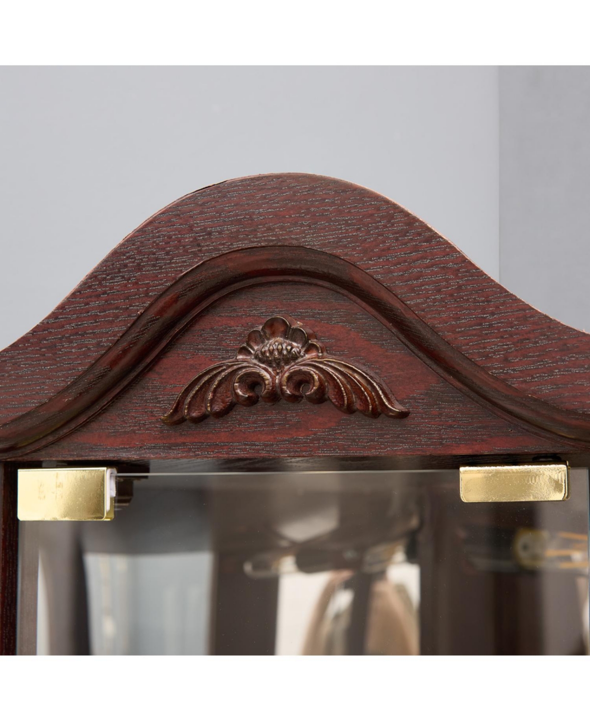 Streamdale Furniture Lighted Corner Curio Cabinet - Dark Cherry