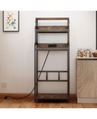 Vintage 4-Tier Mini Fridge Stand with Storage