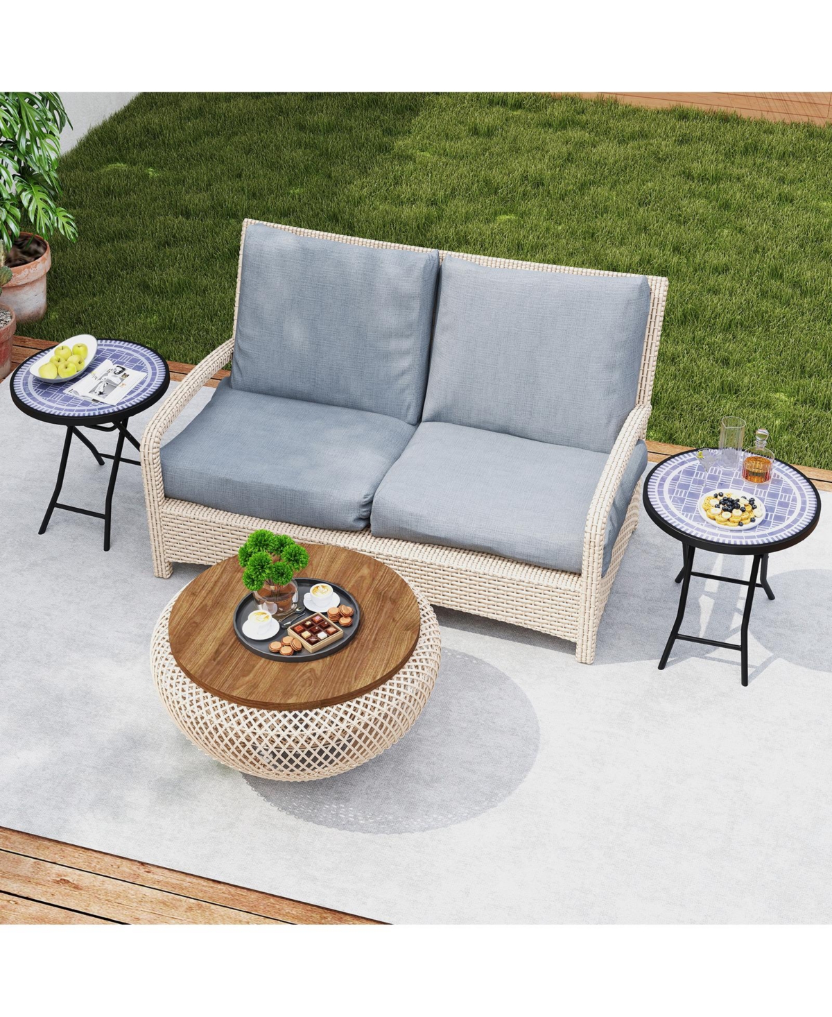 Costway 18" Folding Side Table Round Compact Coffee Table