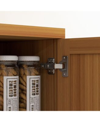 63" Kitchen Pantry, Storage Cabinet with 2 Doors, Adjustable Shelves