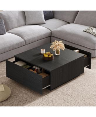 33.25" Square Coffee Table with 4 Drawers
