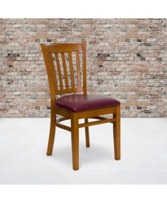 2 Pack Vertical Slat Back Wooden Restaurant Chair