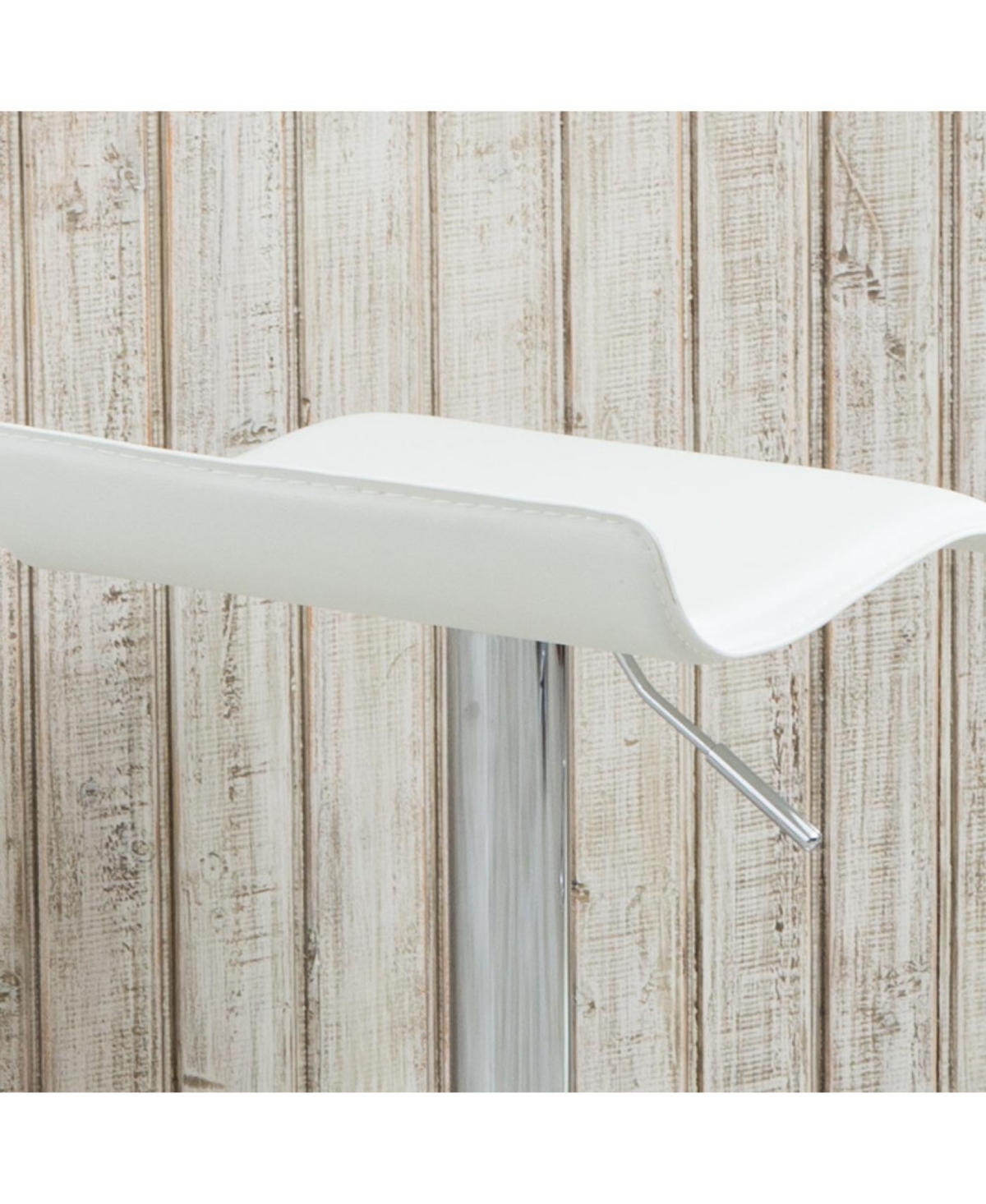 Streamdale Furniture Contemporary Chrome Air Lift Adjustable Swivel Stools with White Seat, Set of 2