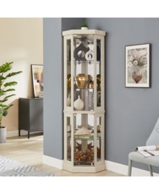 Lighted Corner Curio Cabinet - Display Case - White