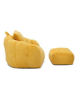 Giant Faux Fur Bean Bag Chair with Footstool