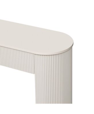 Fluted Entryway Console Table with Drawers (Champagne White)