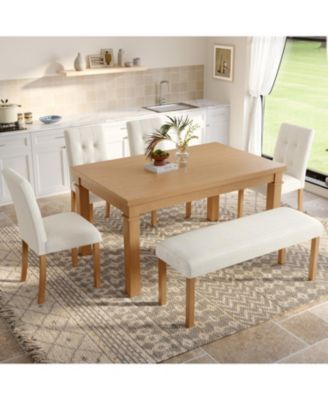  Modern 6-Piece Dining Set: Table, 4 Chairs & Bench
