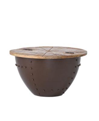 Modern Industrial Hinged Wood Top Coffee Table