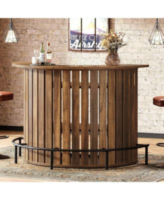 4-Tier Bar Table, 39.4" H Home Bar Unit with Footrest, Arc-Shaped Mini Bar Table, Modern Wine Bar Cabinet