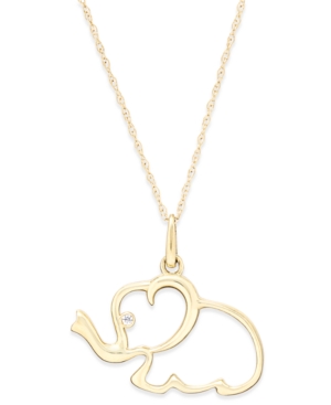 image of Cubic Zirconia Elephant Pendant Necklace in 10k Gold