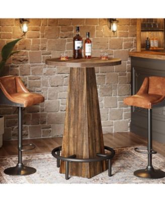 Bar Table, 37.4" High Round Pub Table for Small Spaces, Kitchen, Dining Room (Only Table)