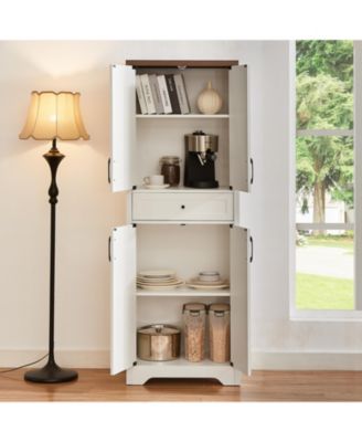 Luxurious TV Stand Set with 66 Inch Console Pier Units Overhead Bridge and Multifunctional Cabinet Space