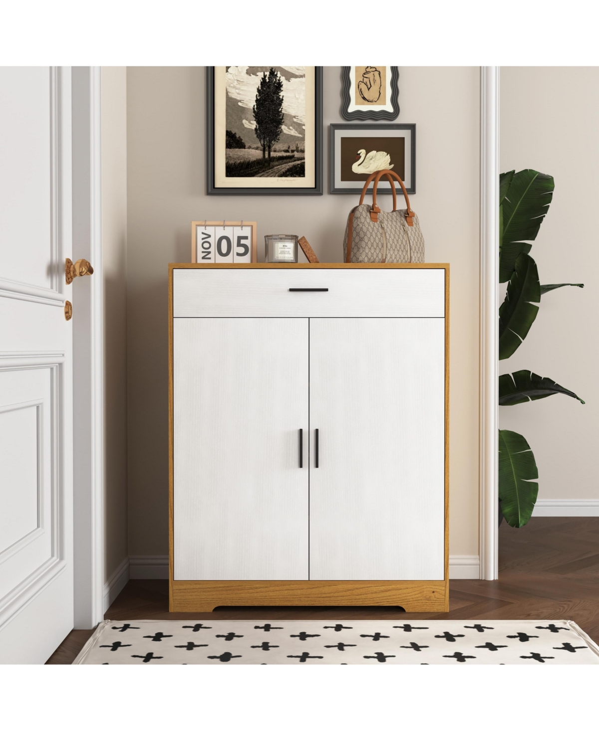 Lovmor 4 Tier Shoe Cabinet with Drawer 4 Layer Storage