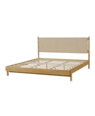 Modern King Bed Frame Set with 2 Wood Nightstands