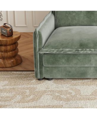 Corduroy 2-Seater Sofa with Footrests & Cushions