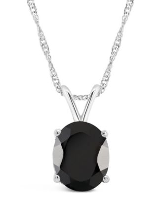 Black Onyx (10x8mm) & Aquamarine (2-3/8 ct. t.w.) Pendant Necklace in 14k Yellow Gold (also in 14k White Gold)