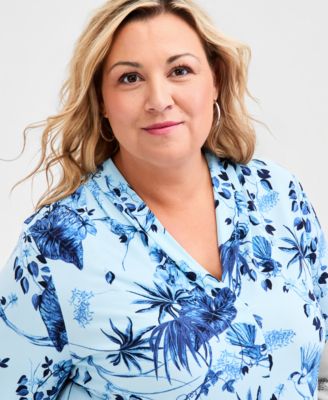 Plus Size Printed 3/4-Sleeve Top